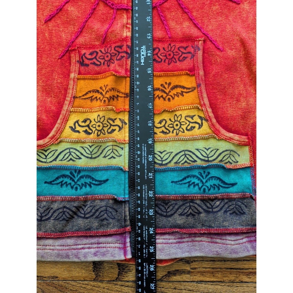 Greater Good Network Patchwork ZipUp Red Hoodie Indie Sleaze Y2K Sun Tribal L/XL - Picture 9 of 11